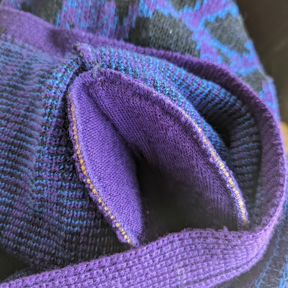 COPY - Vintage Macaire Purple, Blue & Black Wool Knit Button Front Cardigan Med… - Picture 4 of 6
